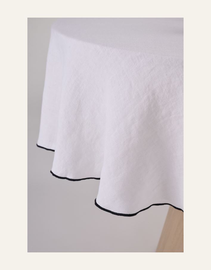 Rund linneduk vit - 3