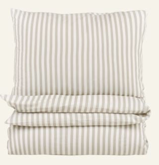 Classic stripe påslakanset i bomull beige