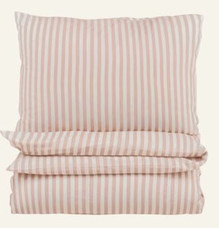 Classic stripe påslakanset i bomull rosa