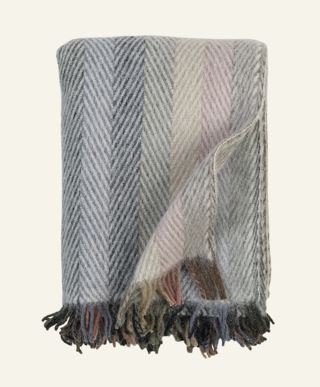 Finse stripe ullpläd multi/blå