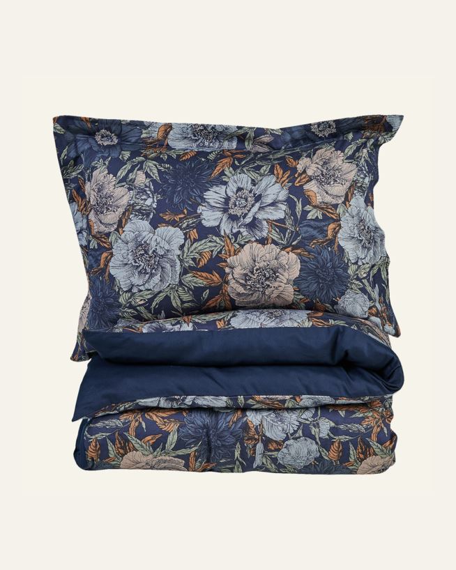 Påslakanset i satin mörkblå - 150x210 cm mörkblå - 1