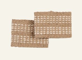 Jute stripe 2-pack servettringar natur