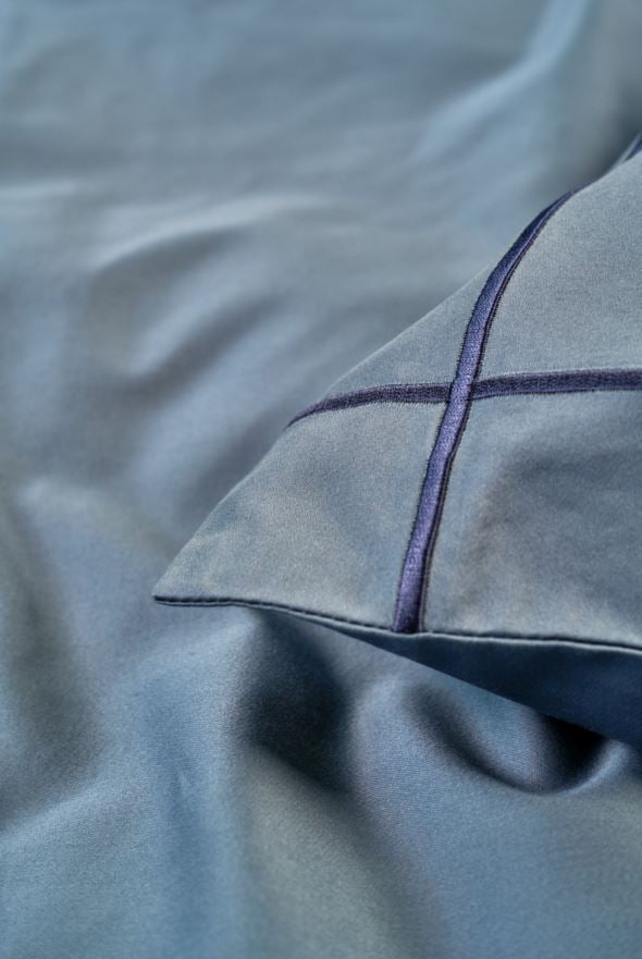 Påslakanset i satin dimblå - 2