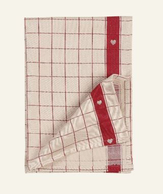 Heart kökshandduk röd