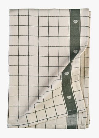 Heart kökshandduk grön