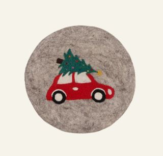 Christmas car grytunderlägg multi/grå