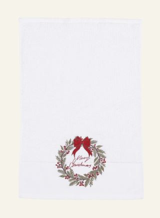 Merry Christmas Bow handduk vit