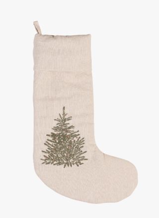 X-mas tree julstrumpa beige