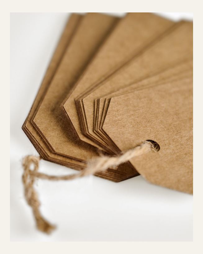 Presentetikett 24st natur - 5x10 cm natur - 1