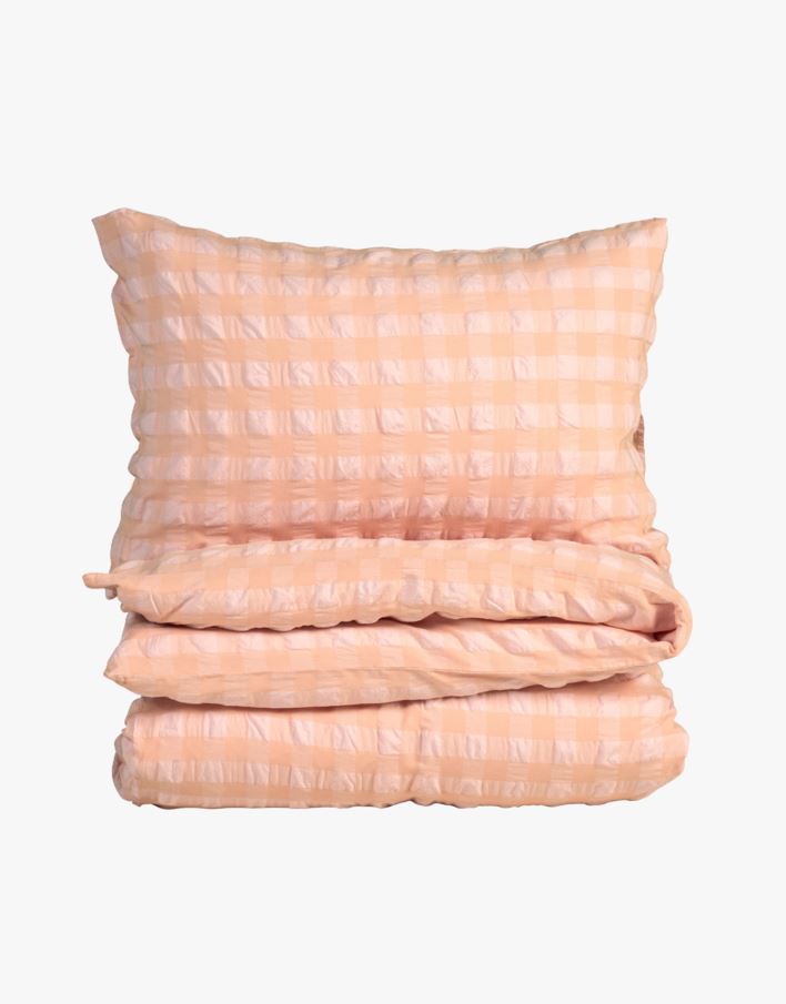 Påslakanset i garnfärgad bäckebölja korall - 150x210 cm korall - 1