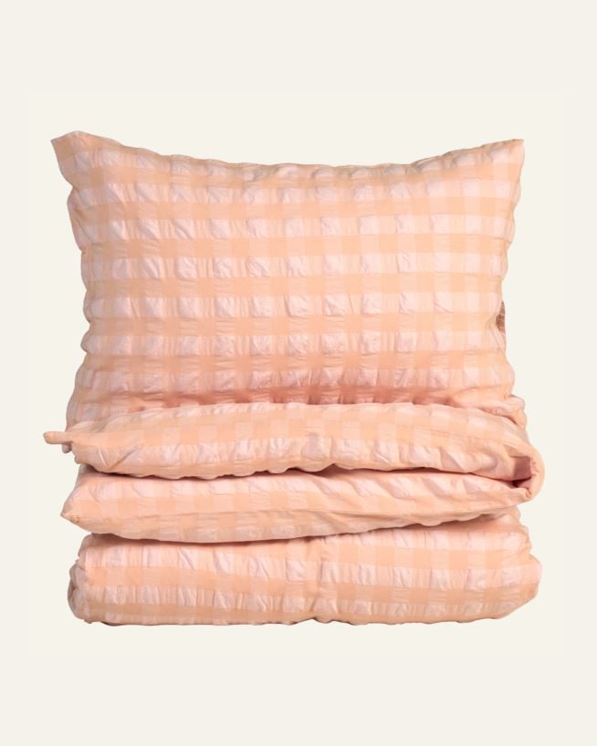 Påslakanset i garnfärgad bäckebölja korall - 150x210+50x60 cm korall - 1