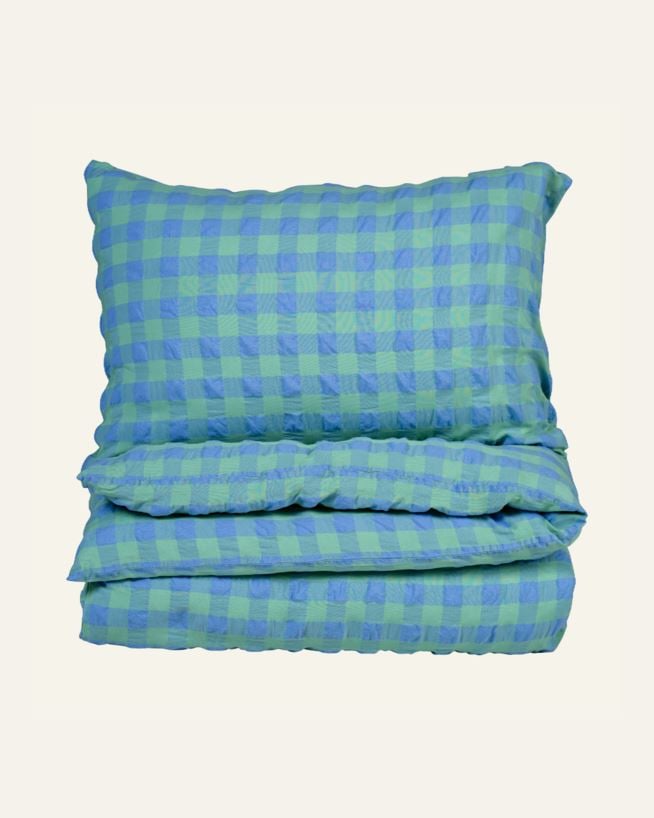 Påslakanset i garnfärgad bäckebölja grön - 150x210+50x60 cm grön - 1