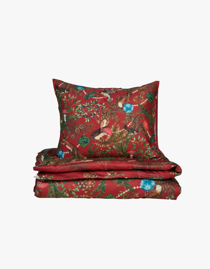 Påslakanset i satin röd - 150x210+50x60 cm röd - 1