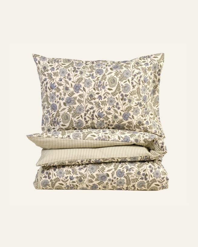 Påslakanset i bomull olivgrön - 150x210 cm olivgrön - 1