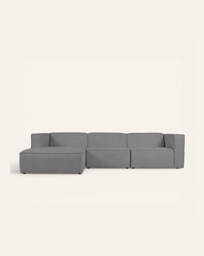 Modulsoffa 3 delar schäslong vänster grå - 314x154x73 cm grå - 1