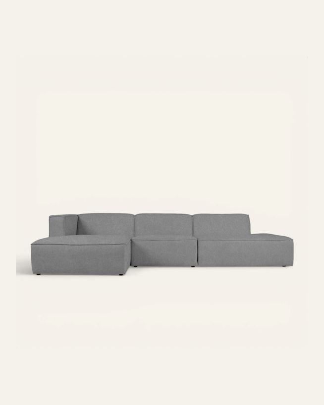Modulsoffa 3 delar öppen ände höger grå - 338x153x73 cm grå - 1