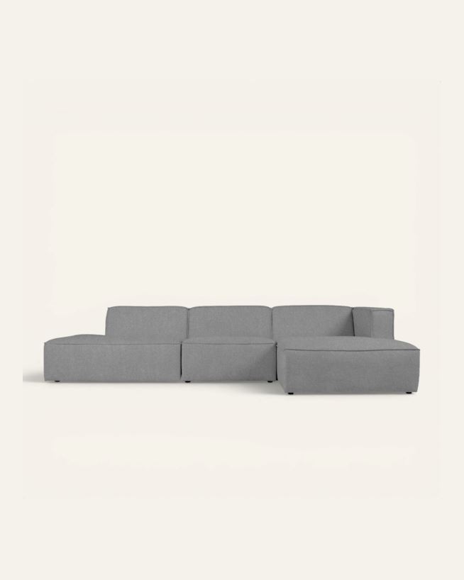 Modulsoffa 3 delar öppen ände vänster grå - 338x153x73 cm grå - 1