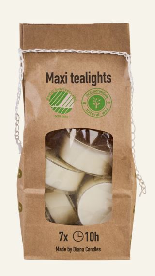 Maxi stearin 7 pk stora värmeljus vit