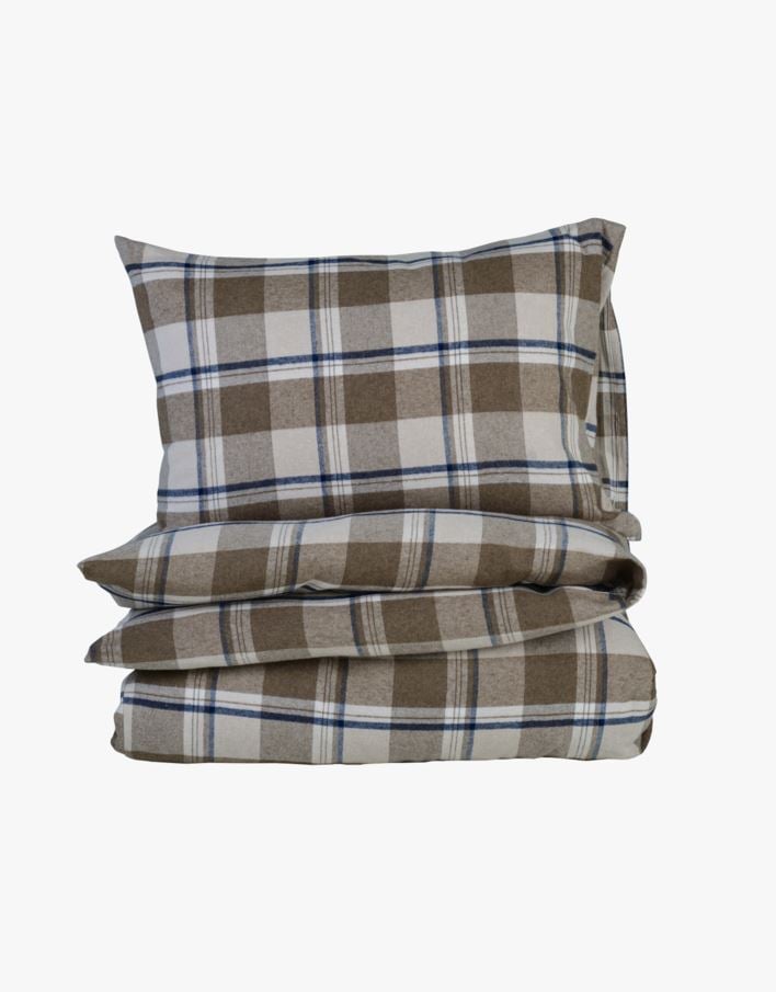 Påslakanset i garnfärgad flanell multi/brun - 150x210 cm multi/brun - 1