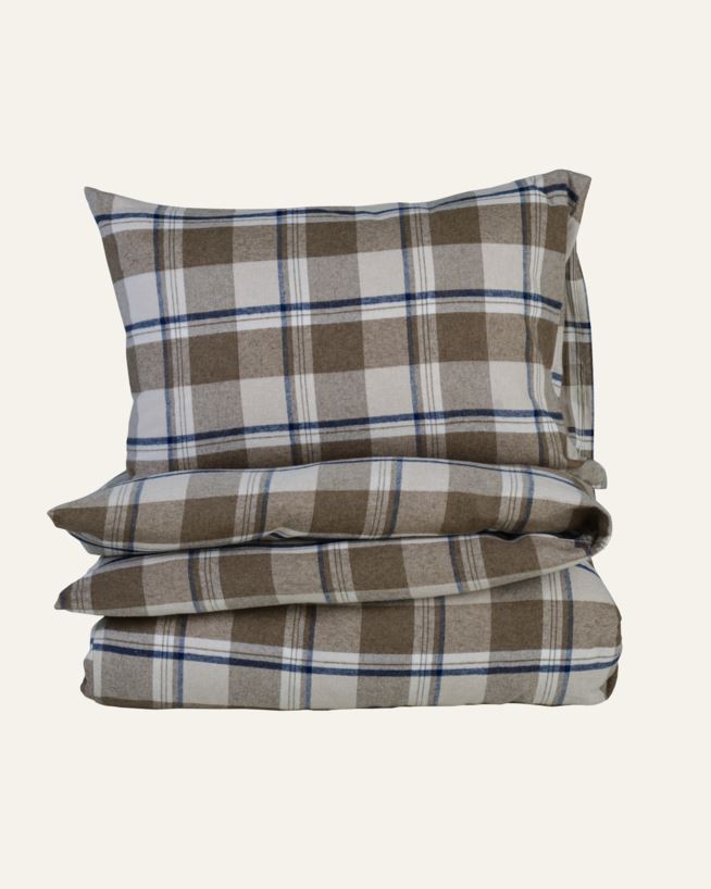 Påslakanset i garnfärgad flanell multi/brun - 150x210 cm multi/brun - 1