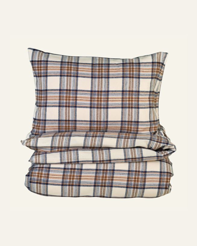 Påslakanset i garnfärgad flanell multi/brun - 150x210+50x60 cm multi/brun - 1