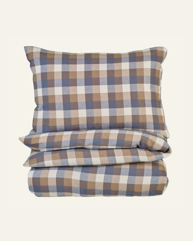 Påslakanset i garnfärgad flanell multi/brun - 230x220 cm multi/brun - 1