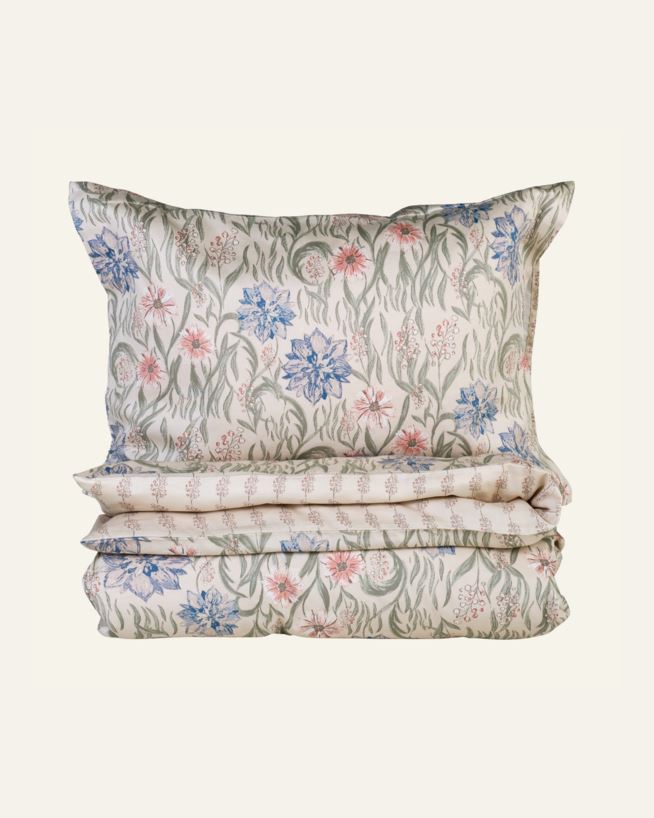Påslakanset i satin multi/blå - 150x210 cm multi/blå - 1