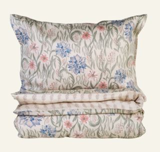 Birgitta Flora påslakanset i satin multi/blå