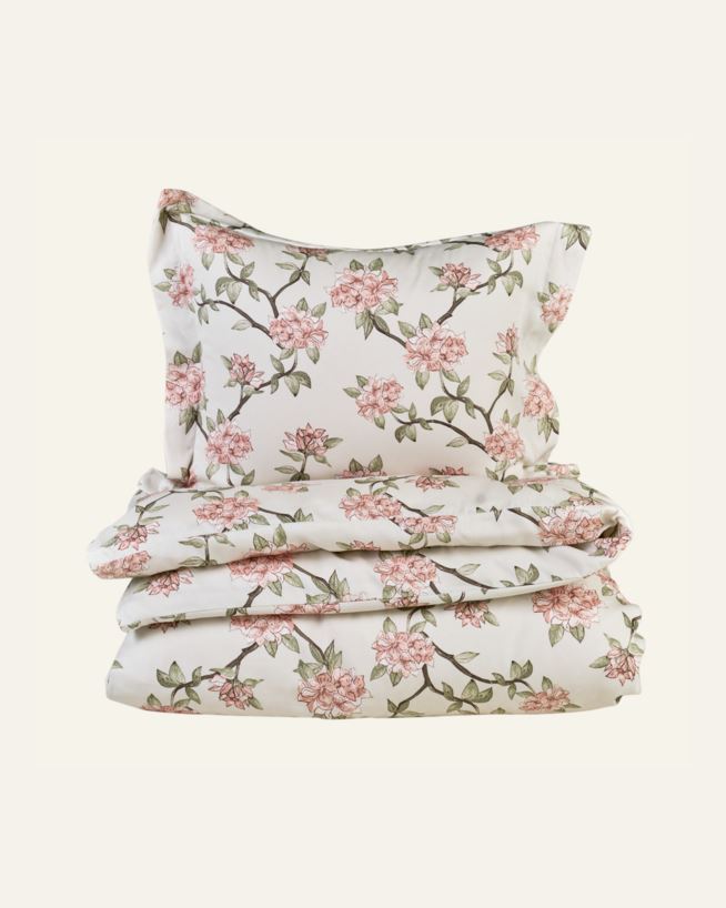 Påslakanset i satin multi/grön - 150x210+50x60 cm multi/grön - 1