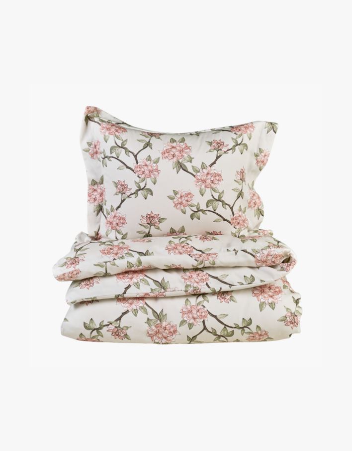 Påslakanset i satin multi/grön - 150x210+50x60 cm multi/grön - 1