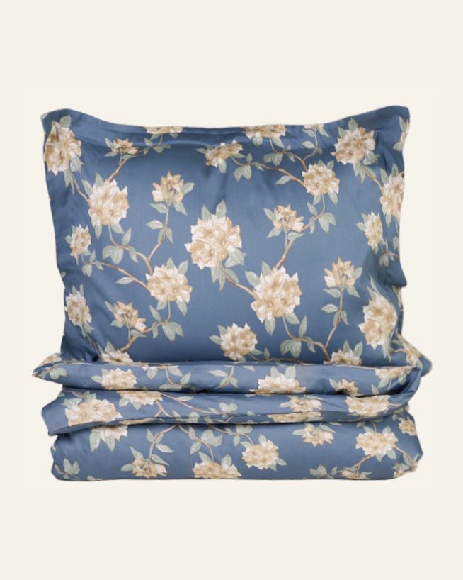 Påslakanset i satin dimblå - 150x210 cm dimblå - 1