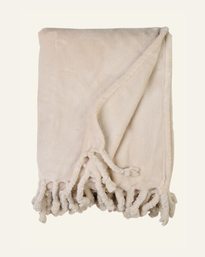 Fleecepläd ljusbeige - 130x170 cm ljusbeige - 1