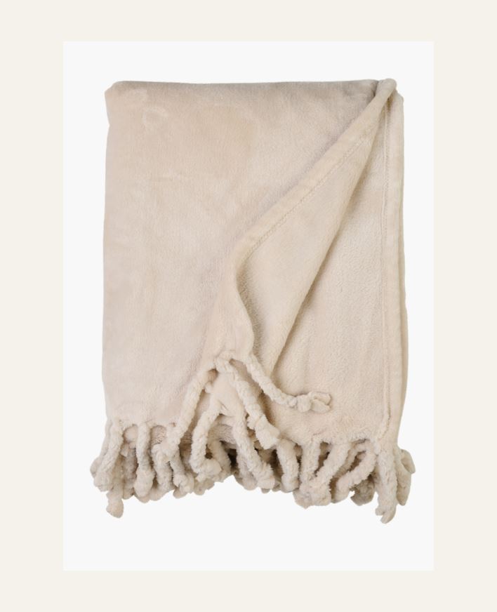 Fleecepläd ljusbeige - 130x170 cm ljusbeige - 1