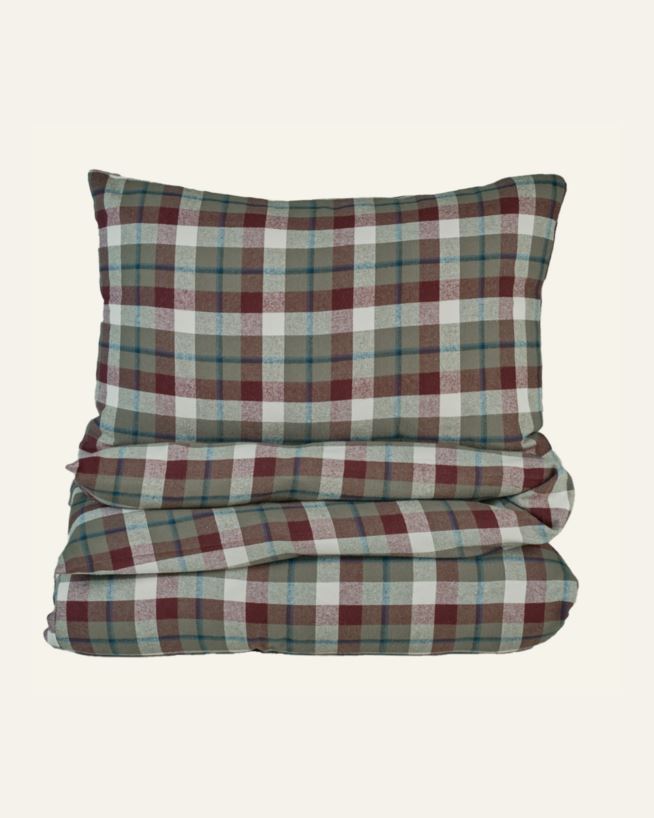 Påslakanset i garnfärgad flanell multi/grön - 150x210 cm multi/grön - 1