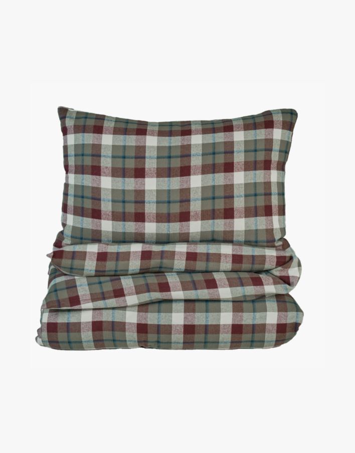 Påslakanset i garnfärgad flanell multi/grön - 150x210 cm multi/grön - 1