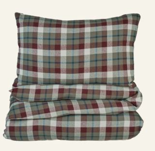 Gaustatoppen påslakanset i garnfärgad flanell multi/grön