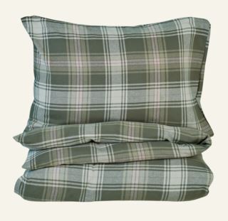 Hovdefjell påslakanset i garnfärgad flanell multi/grön