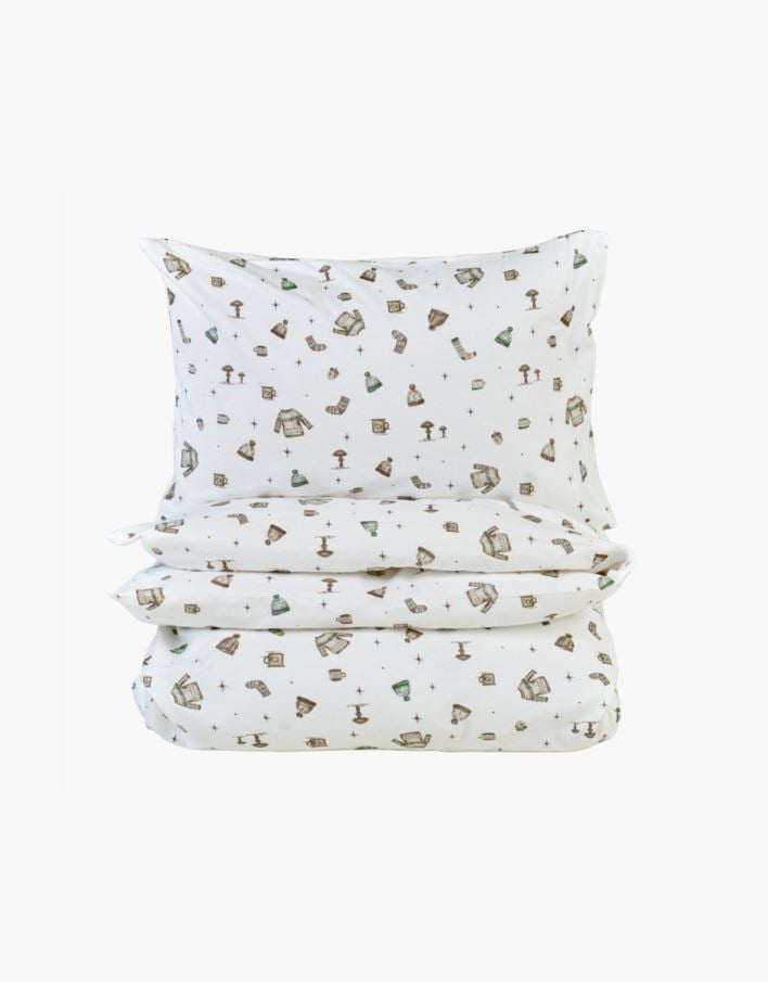 Påslakanset i flanell multi/grön - 150x210 cm multi/grön - 1