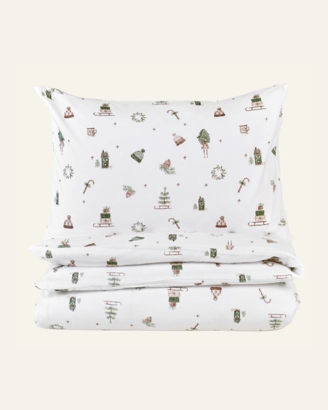 Påslakanset i flanell multi/grön - 150x210 cm multi/grön - 1