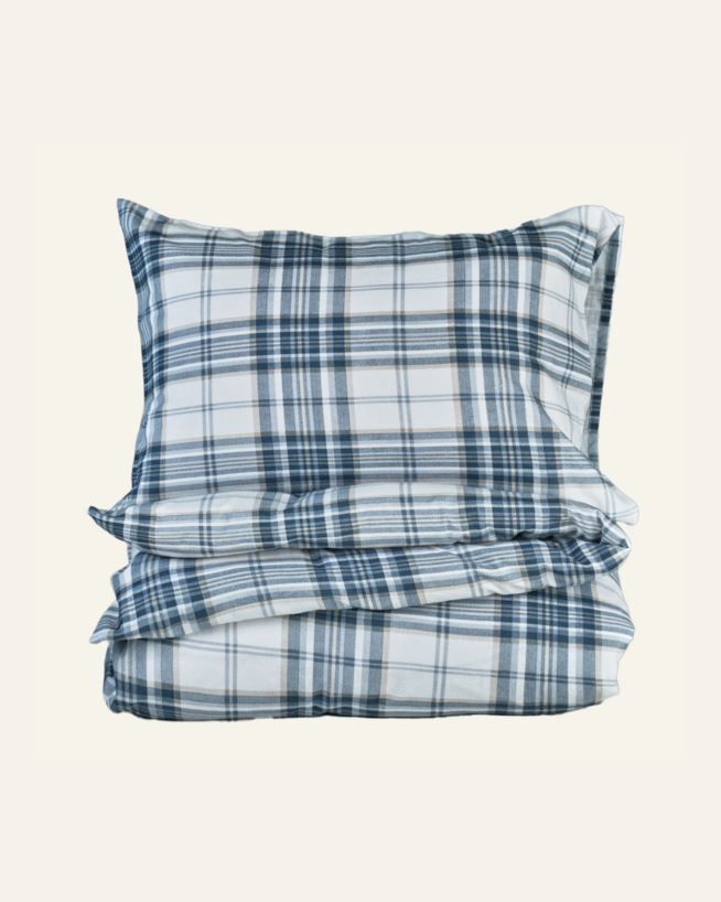 Påslakanset i flanell blå - 150x210 cm/50x60 cm blå - 1