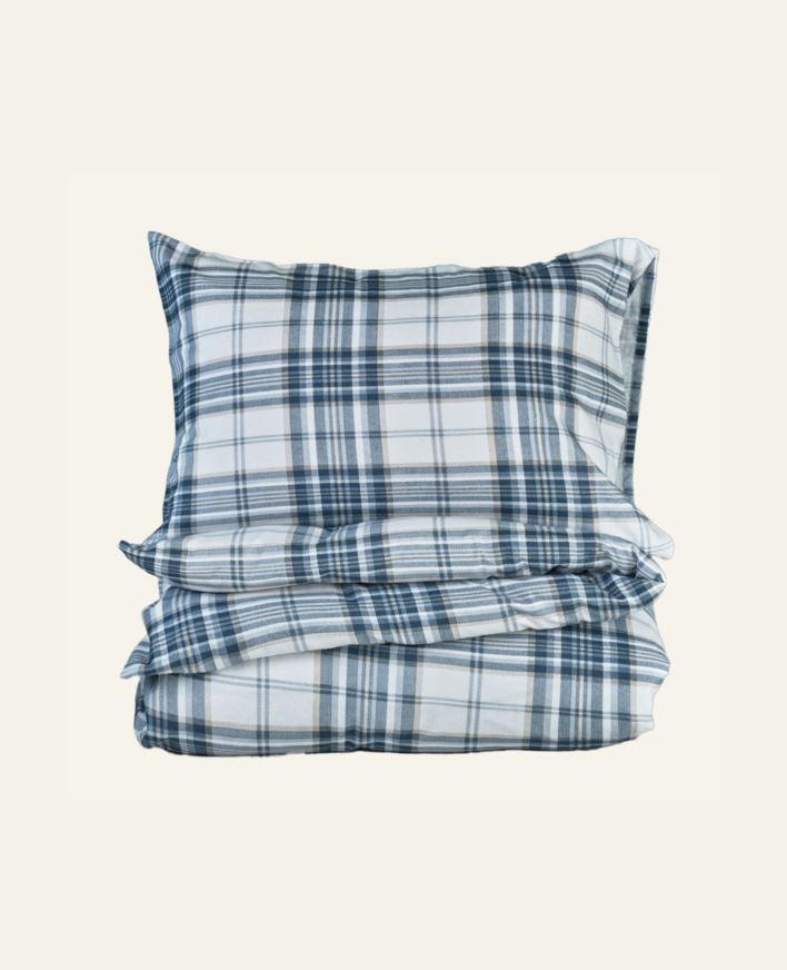 Påslakanset i flanell blå - 150x210 cm/50x60 cm blå - 1