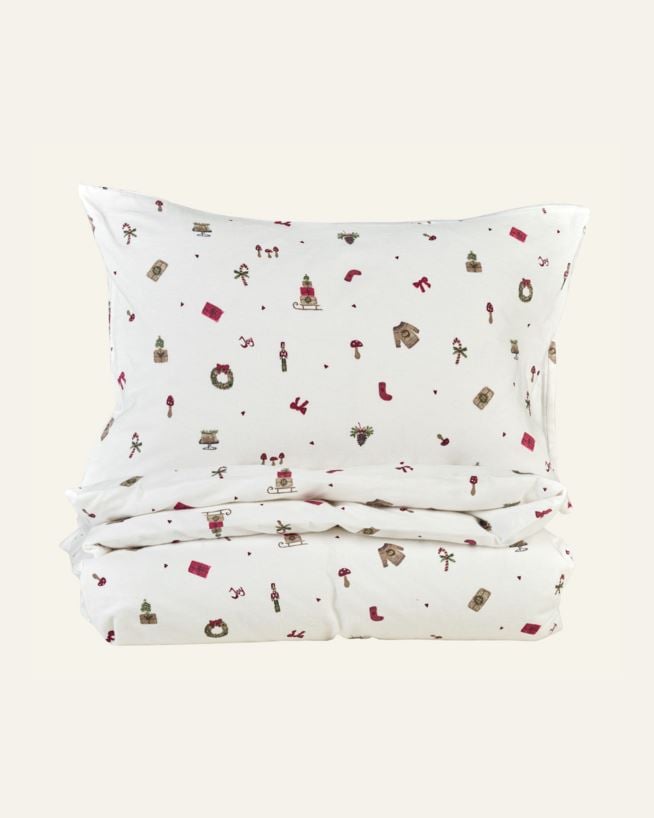 Påslakanset i flanell multi/röd - 150x210 cm multi/röd - 1