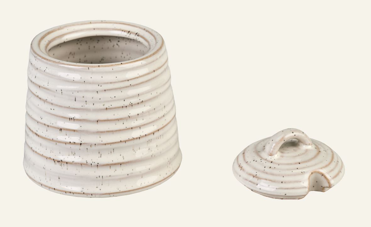 Sockerskål m/lock ljusbeige - 2