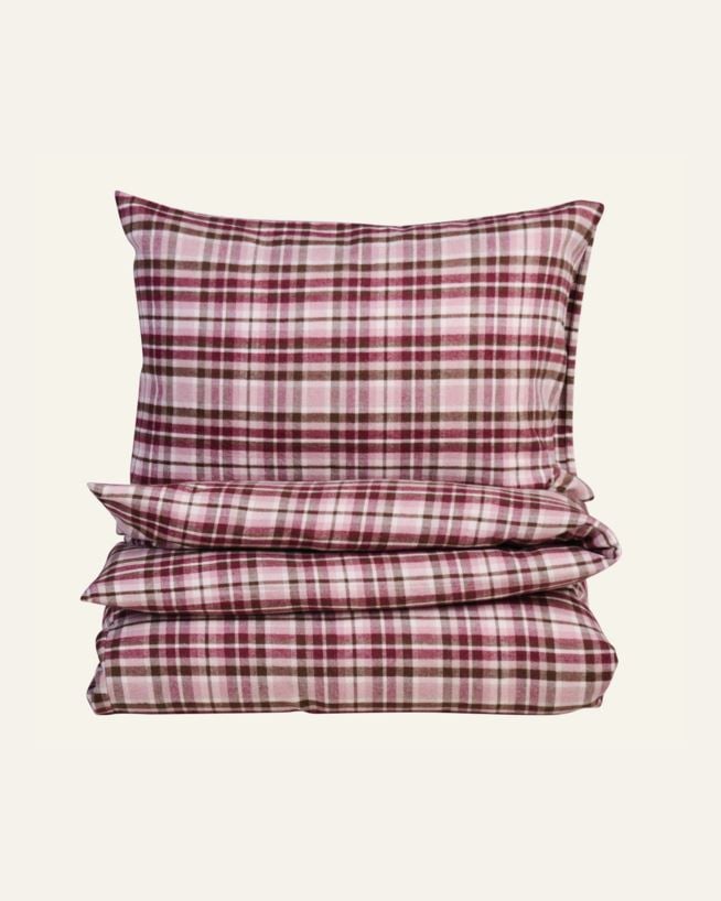 Påslakanset i garnfärgad flanell multi/rosa - 150x210 cm multi/rosa - 1