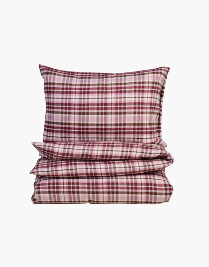 Påslakanset i garnfärgad flanell multi/rosa - 150x210 cm multi/rosa - 1