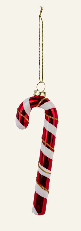 Glass cane julgransdekoration multi/röd