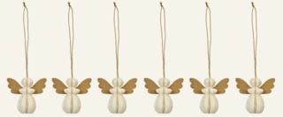Paper angels 6pk julgransdekoration multi/vit