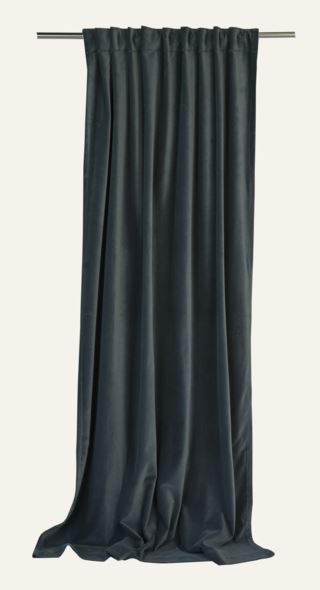 Andrea velour gardin gråblå