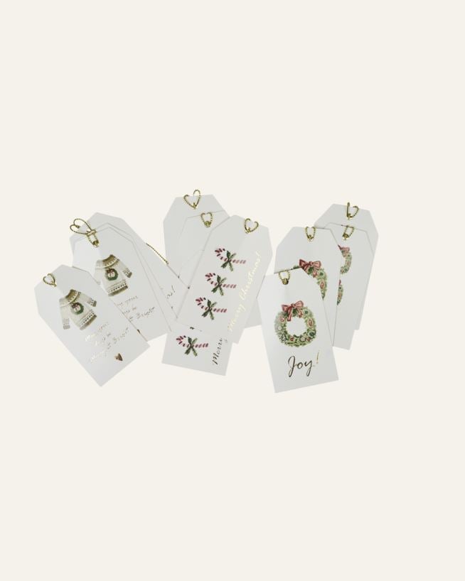 Presentetikett 12st multi/röd - 9 cm multi/röd - 1