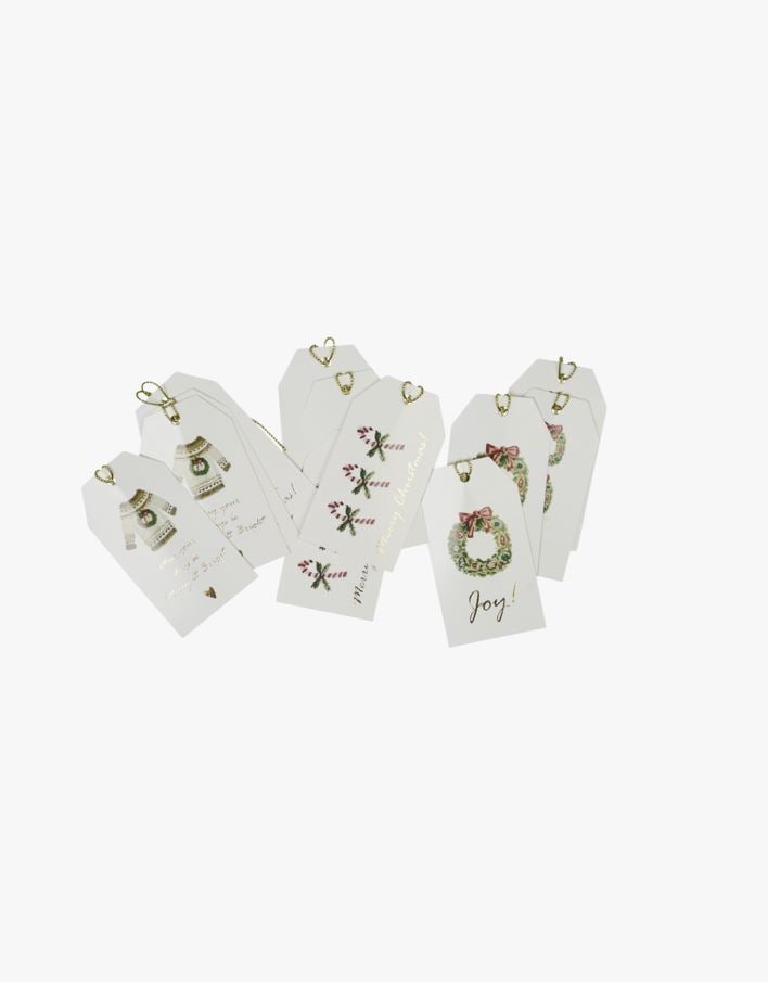 Presentetikett 12st multi/röd - 9 cm multi/röd - 1